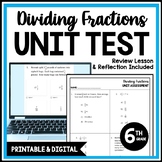 6th Grade Dividing Fractions: Unit Assessment, Review Less