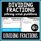 6th Grade Dividing Fractions in Word Problems (6.NS.1)- Le