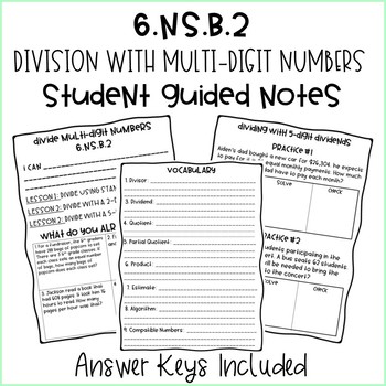 Preview of Division with Multi-Digit Numbers Guided Notes