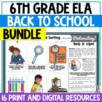 Preview of 6th Grade ELA Back to School Activities - Bulletin Board - Writing Activities