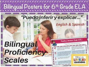 Preview of 6th Grade ELA Bilingual Leveled Proficiency Scale Posters - Differentiation