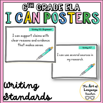 Preview of 6th Grade ELA Common Core I Can Statement Posters Writing Standards