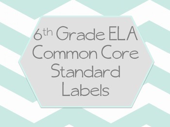 Preview of 6th Grade ELA Common Core Labels