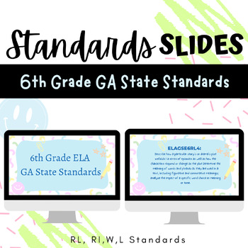 Preview of 6th Grade ELA GA State Standards Pastel Retro