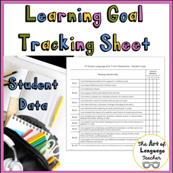 Preview of 6th Grade ELA I Can Statements Learning Goal Self Assessment Tracker Common Core