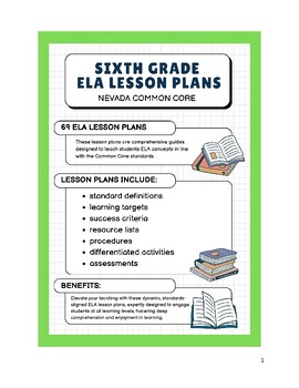 Preview of 6th Grade ELA Lesson Plans - Nevada Common Core
