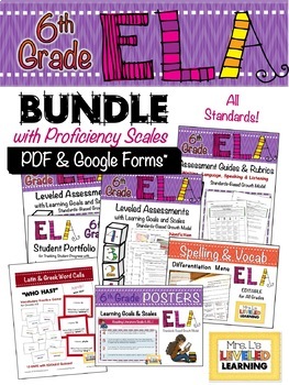 Preview of 6th Grade ELA Reading Comprehension Assessment BUNDLE -Proficiency Scales