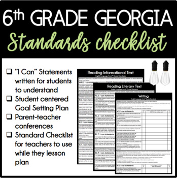 Preview of Georgia 6th Grade ELA Standards Checklist (GSE)