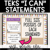 6th Grade ELA TEKS I Can Statements Full Size Objective Po