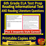 6th Grade ELA SELF-GRADING GOOGLE FORMS Reading Test Prep & Games Bundle