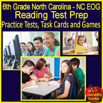 Preview of 6th Grade NC EOG Reading Practice Tests, Task Cards, and Games - North Carolina