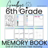 6th Grade EOY Memory Book Worksheets | Sixth Grade End of 