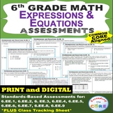 Preview of 6th Grade EXPRESSIONS AND EQUATIONS Assessments (6.EE) Common Core | DIGITAL