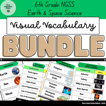 Preview of 6th Grade Earth & Space Visual Vocabulary BUNDLE (ESL)