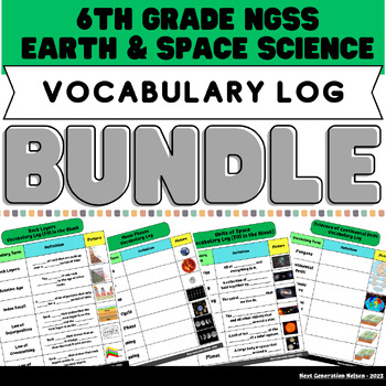 Preview of 6th Grade Earth & Space Vocabulary Log BUNDLE (ESL)