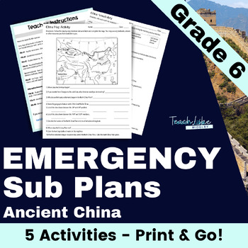Preview of Emergency Sub Plans 6th grade social studies for Ancient China