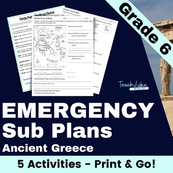 Preview of Emergency Sub Plans 6th Grade Social Studies for Ancient Greece