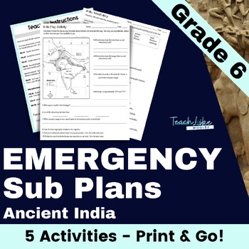 Preview of Emergency Sub Plans 6th Grade Social Studies for Ancient India