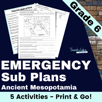 Preview of 6th Grade Emergency Sub Plans for Mesopotamia