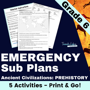 Preview of Emergency Sub Plans 6th Grade Social Studies for Prehistory
