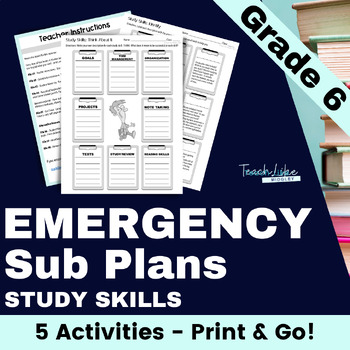 Preview of Emergency Sub Plans 6th Grade with Study Skills