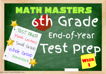 Preview of 6th Grade Math End of Year Common Core Math Test Prep, 5 Days of Test Prep