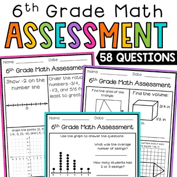 Preview of 6th Grade End of Year Math Assessment Great for Test Prep Review