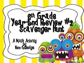 Preview of 6th Grade End-of-the-Year Math Scavenger Hunt #2