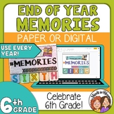 End of Year Autograph Book Pages and Memory Book 6th Grade