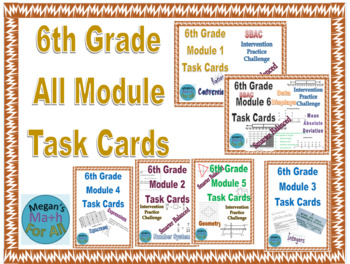 Preview of 6th Grade Engage NY Math all Module Task Cards - Editable