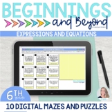 6th Grade Math Equations and Expressions Digital Maze and 