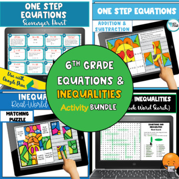 Preview of 6th Grade Equations and Inequalities Digital Activity Bundle | Google Classroom