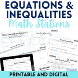 6th Grade Equations and Inequalities Stations