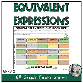 Preview of 6th Grade Equivalent Expressions Rock Hop - Boot Camp