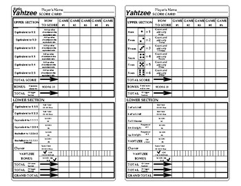 Preview of 6th Grade Equivalent Ratios Yahtzee Game