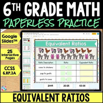 Preview of 6th Grade Equivalent Ratios, Ratio Tables Comparing Worksheets Practice Activity