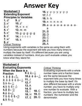 6th grade exponents worksheet packet by paper airplanes tpt