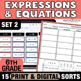 6th Grade Expression, Equations, & Inequalities Activity B