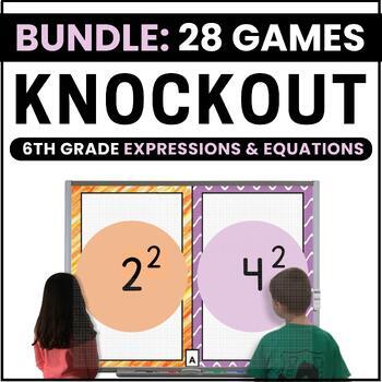Preview of 6th Grade Expressions & Equations Games Bundle - Exponents + Inequalities Games