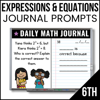 Preview of 6th Grade Expressions & Equations Math Journal - 6th Grade Math Prompts