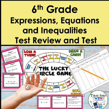 Preview of 6th Grade Expressions, Equations and Inequalities Review Game and Assessment