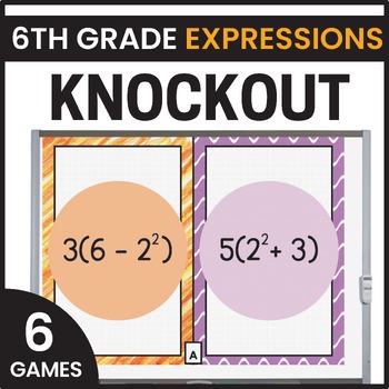 Preview of 6th Grade Expressions Games - Evaluating Expressions - 6th Grade Math Games