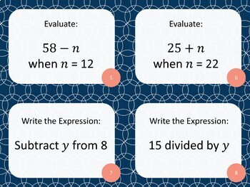 6th Grade Expressions and Equations Math Task Cards | TpT