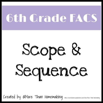 Preview of 6th Grade FACS Scope & Sequence