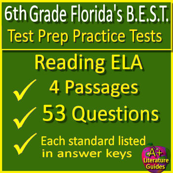 Preview of 6th Grade Florida FAST PM3 Reading Practice Tests - Florida BEST Standards ELA
