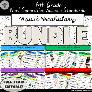 Preview of 6th Grade FULL YEAR Visual Vocabulary BUNDLE (ESL, NGSS)