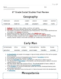 6th Grade Final Exam Study Packet Answer Key  (S.S. Framew