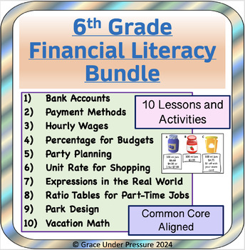 Preview of 6th Grade Financial Literacy Bundle: 10 Activities: Budgeting, Ratios, Decimals