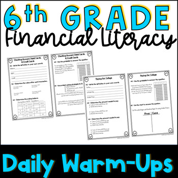 Preview of Financial Literacy Warmups: Checking Accounts, Credit/Debit, Paying for College