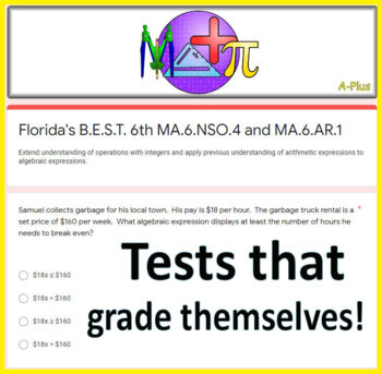 6th Grade Florida B E S T Standards Math TEST Number Sense Operation MA